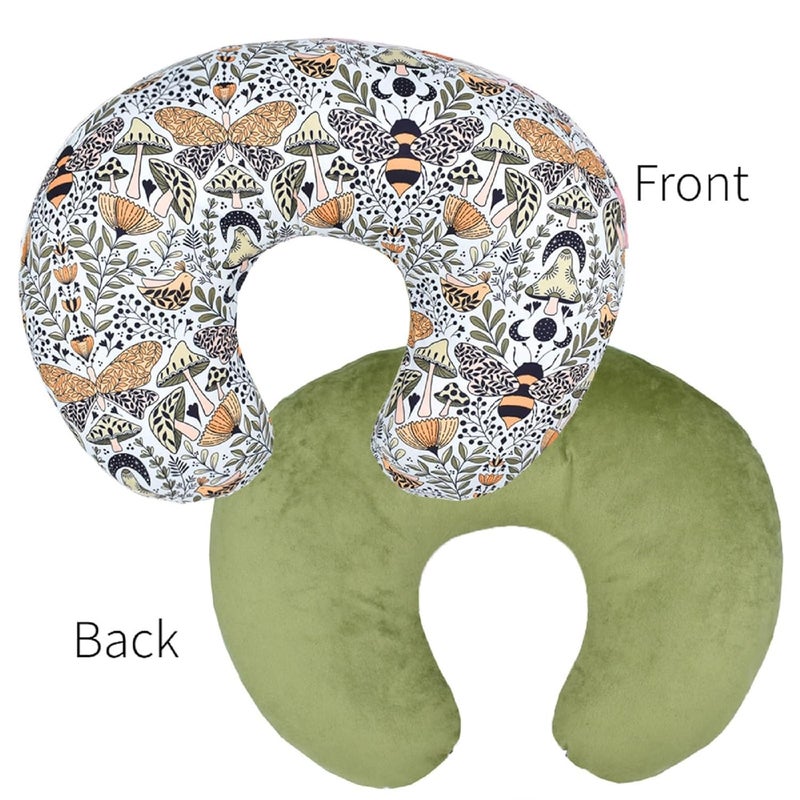Winmany 2 Pack Baby Nursing Pillow Cover Newborn U-Shaped Breastfeeding Pillowcase Cushion Cover Stretchy Replaceable Forest&Floral Pillow Cover Slipcover 22.5x21 - Image 2